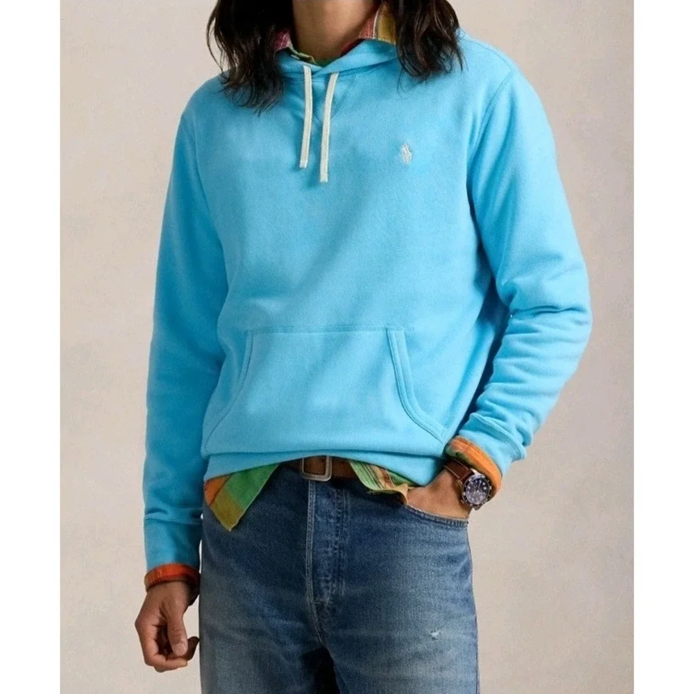 Polo Ralph Lauren Blue Pullover Hoodie w/ White Logo Pockets Big & Tall 3XLT NWT